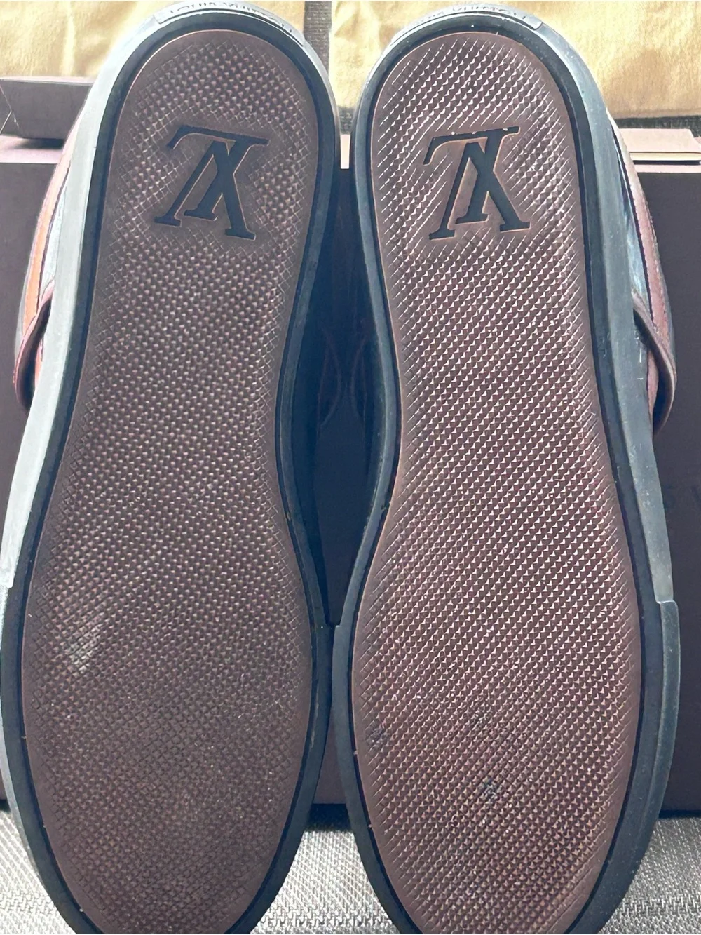 Louis Vuitton Men's vintage Leather Sneakers in Burgundy and Brown